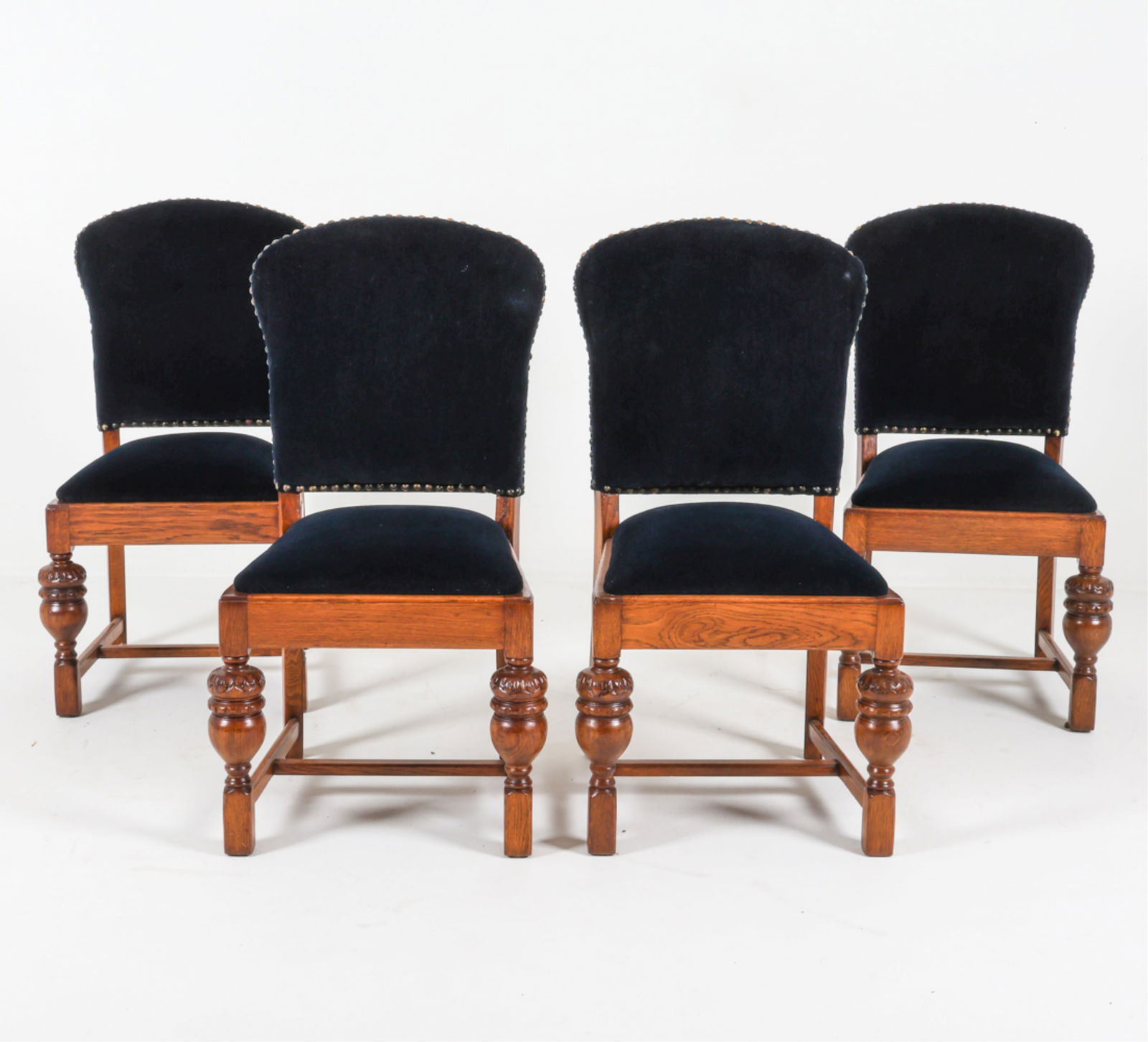 (4) ART DECO OAK AND MOHAIR DINING CHAIRS, (1 of 14)