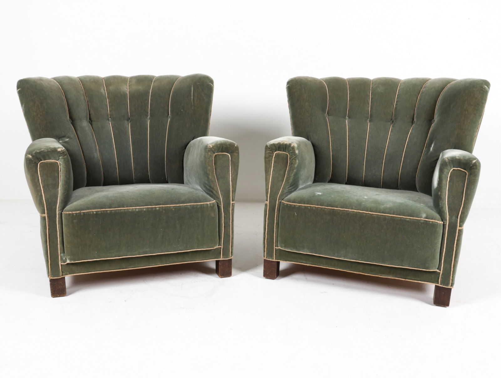 (2) DANISH CHANNEL BACK CLUB CHAIRS, C.1940'S (1 of 20)