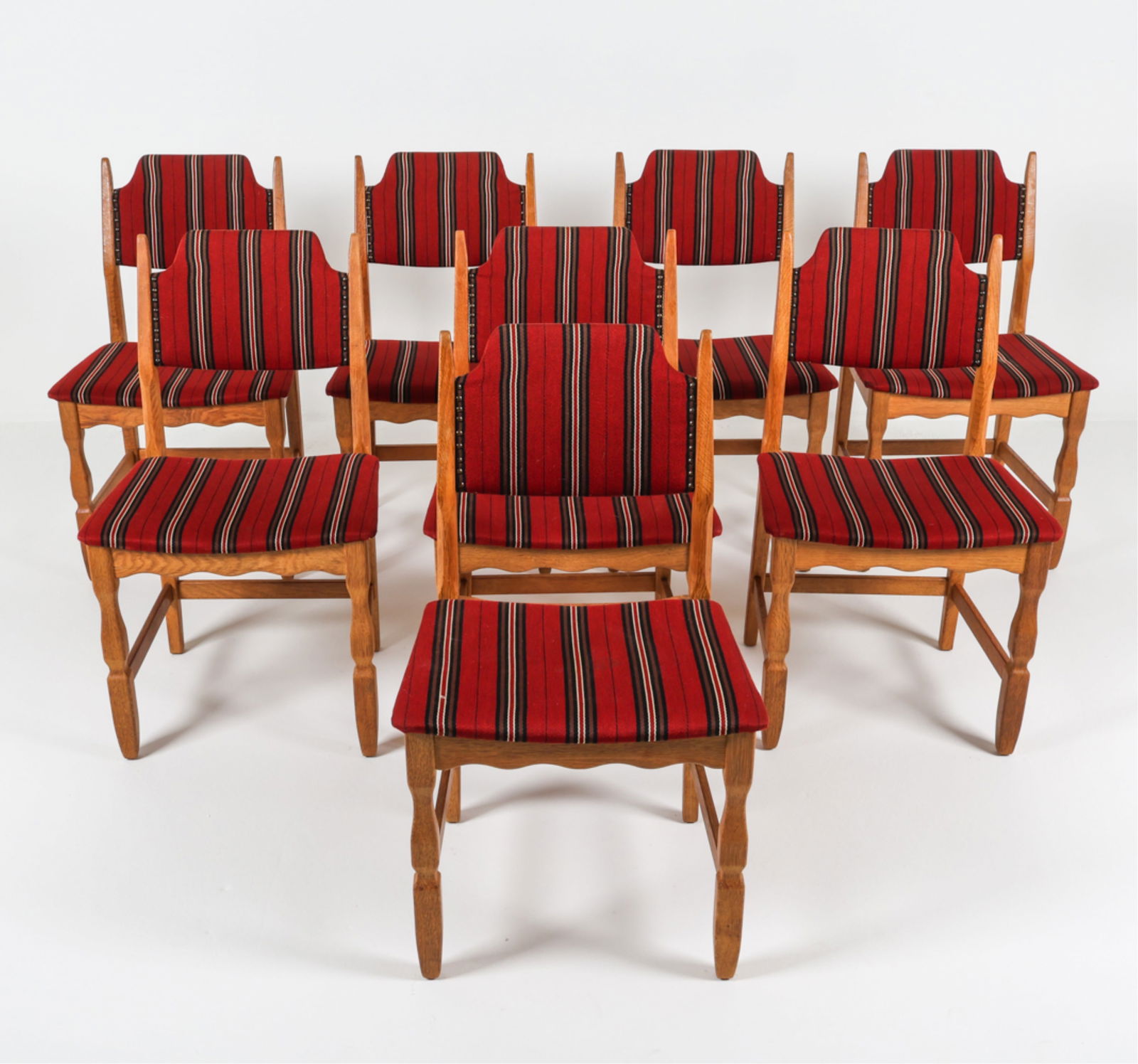 (8) DANISH OAK CHAIRS STYLE OF HENNING KJAERNULF (1 of 12)