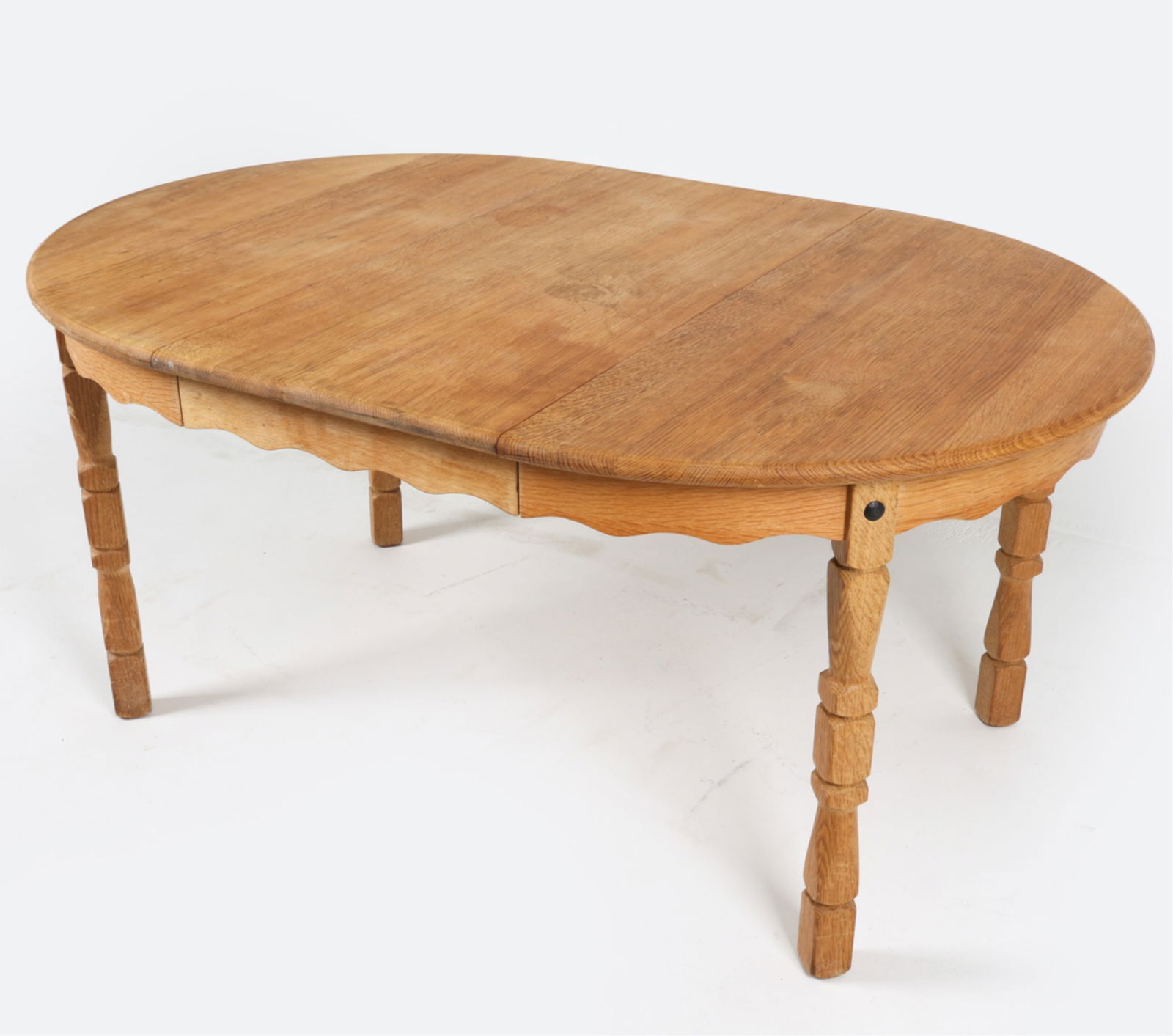 MANNER OF KJAERNULF OAK DINING TABLE, C.1970'S (1 of 13)