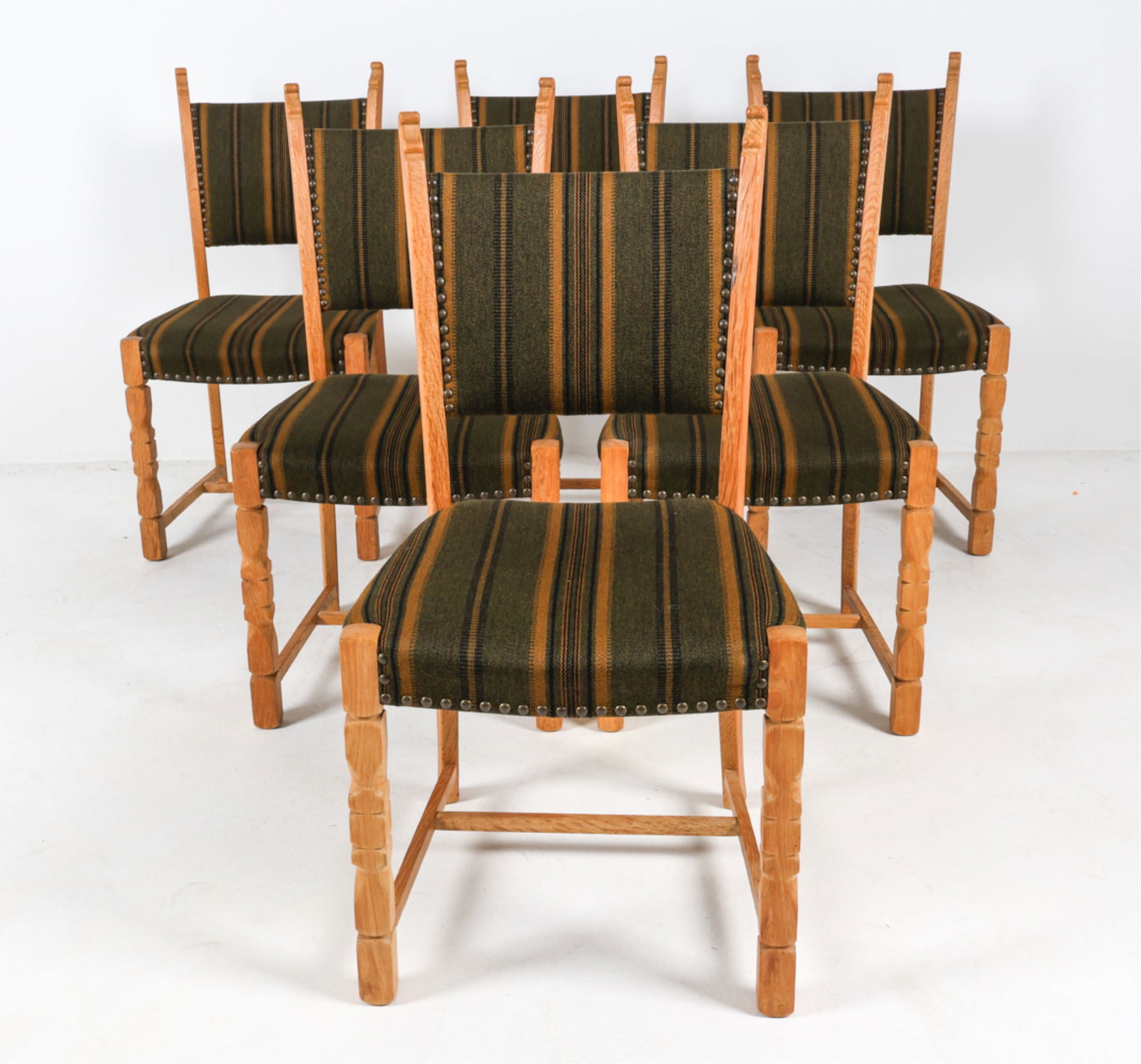 (6) DANISH BRUTALIST OAK DINING SIDE CHAIRS (1 of 13)