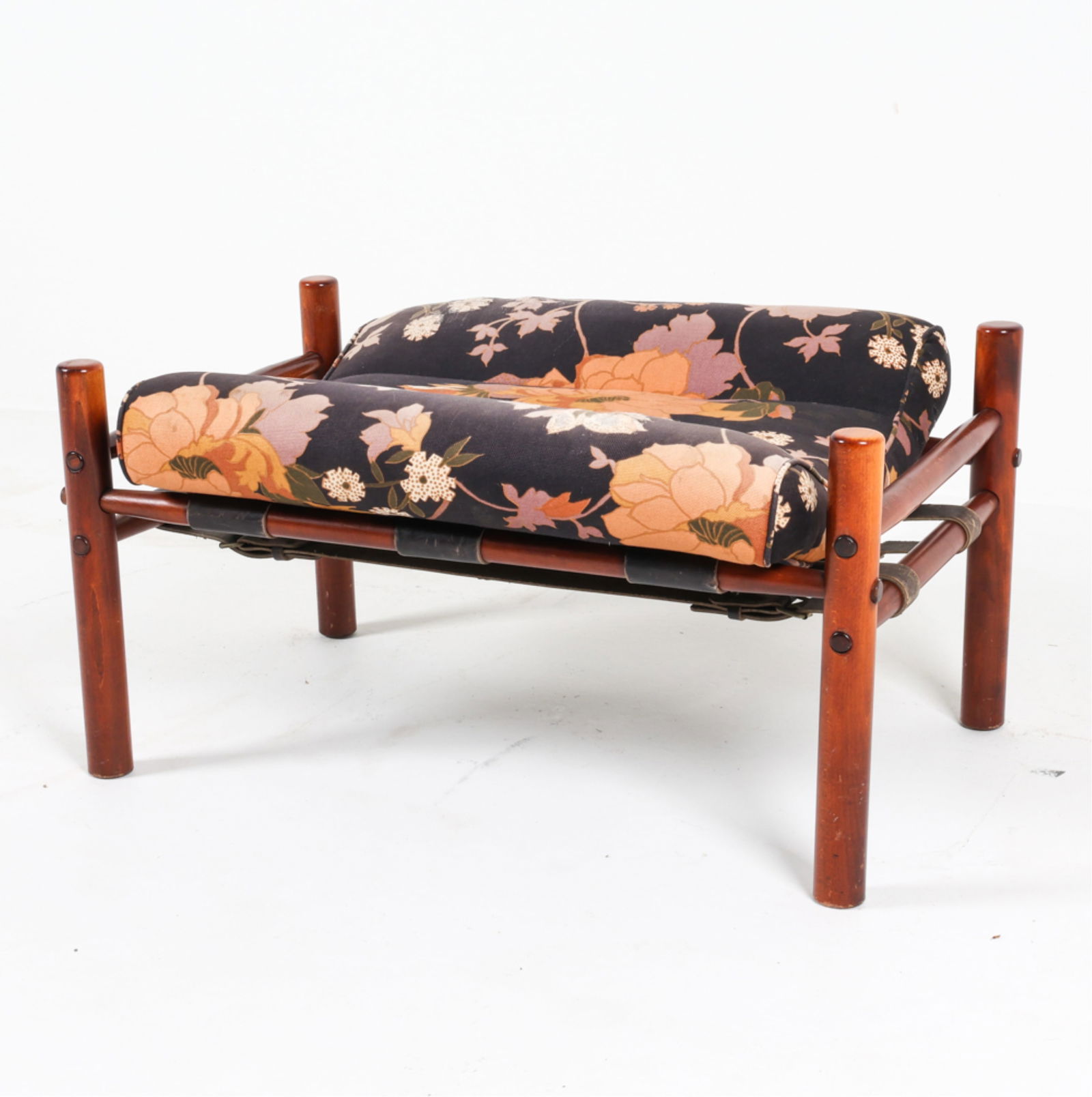 SWEDISH BEECH AND LEATHER OTTOMAN BY ARNE NORELL (1 of 18)