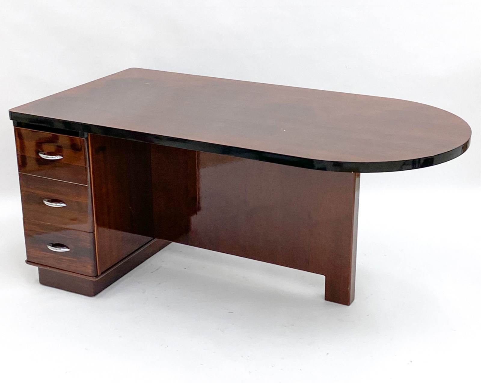 ART DECO CURVED EXECUTIVE DESK, C. 1940'S (1 of 14)