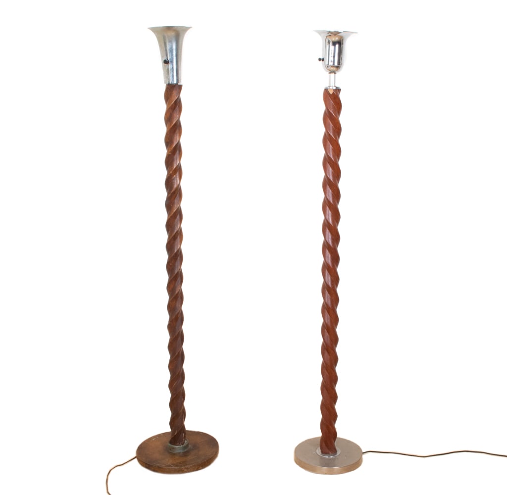 (2) RUSSEL WRIGHT STYLE FLOOR LAMPS, C. 1940 (1 of 13)