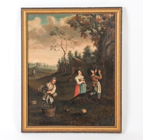 18TH C. ALLEGORICAL OIL PAINTING