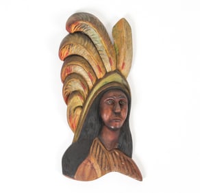 ANTIQUE CARVED CIGAR STORE INDIAN TRADE SIGN