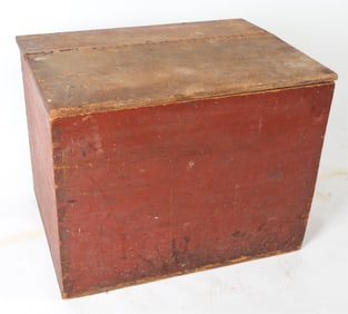 ANTIQUE PAINTED PINE PANTRY CHEST W/ GAMEBOARD