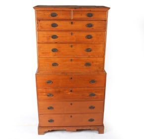 ANTIQUE GEORGIAN PINE CHEST ON CHEST