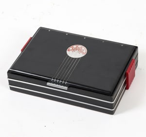 ART DECO SCHOOL WOODEN BOX W/ BAKELITE