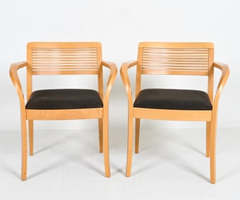 (2) KNOLL PROTOTYPE BEECH ARMCHAIRS