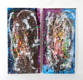 (2) ABSTRACT ACRYLIC ON CANVAS PAINTINGS