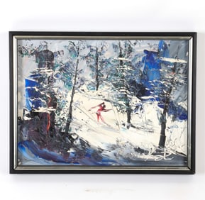MORRIS KATZ SNOWSCAPE O/B PAINTING
