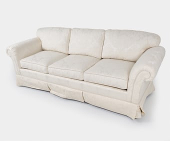FLORAL DAMASK UPHOLSTERED ROLLED ARM SOFA