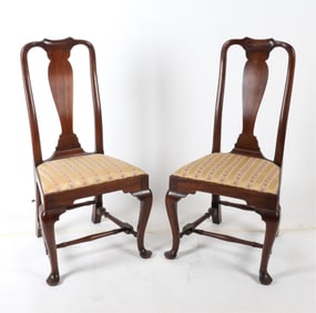 (2) MAHOGANY QUEEN ANNE STYLE SIDE CHAIRS