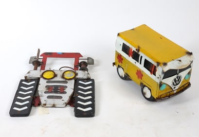 (2) CONTEMPORARY PAINTED IRON SCULPTURES