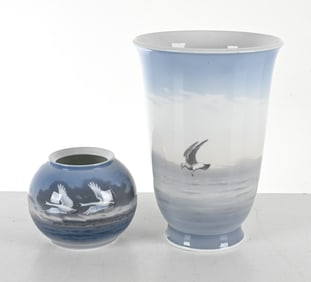 (2) ROYAL COPENHAGEN PORCELAIN VASES