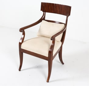 CARVED OAK ARM CHAIR