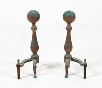 PAIR OF BRASS ANDIRONS