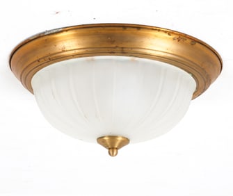 BRASS AND GLASS CEILING LIGHT