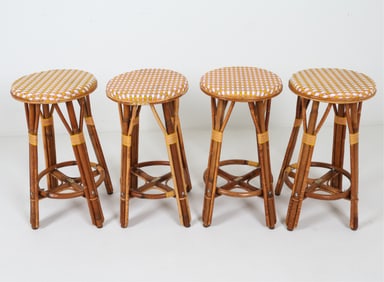 (4) FRENCH BAMBOO BARSTOOLS BY MAISON DRUCKER