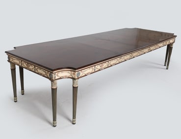 REGENCY STYLE MAHOGANY DINING TABLE BY E.J. VICTOR