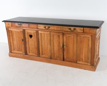 ANTIQUE FRENCH OAK AND PINE SERVER W/ GRANITE SLAB TOP