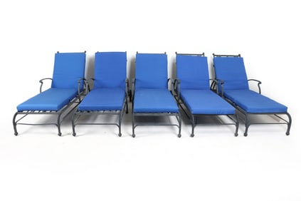 (5) OUTDOOR CHAISE LOUNGE CHAIRS BY WOODARD