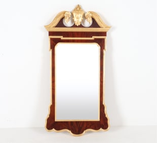 GEORGE II STYLE MAHOGANY & GILDED WALL MIRROR