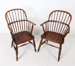 (2) OAK HOOP BACK WINDSOR CHAIRS
