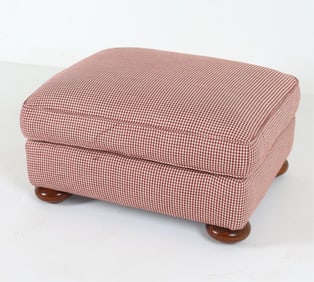 HOUNDSTOOTH UPHOLSTERED OTTOMAN