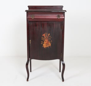 ANTIQUE PAINT DECORATED MUSIC CABINET