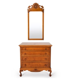 MAPLE DRESSER AND MIRROR