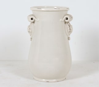 ITALIAN CERAMIC FLOOR VASE WITH LIONS