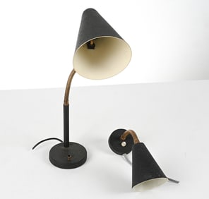 (2) MID-CENTURY VILHELM LAURITZEN-STYLE LAMPS