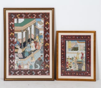 (2) PERSIAN COURT LIFE PAINTINGS ON PAPER