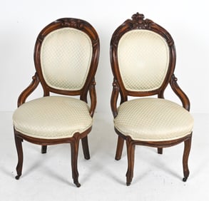 (2) VICTORIAN MAHOGANY BALLOON-BACK PARLOR CHAIRS