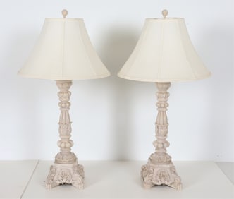 NEOCLASSICAL STYLE CAST STONE TABLE LAMPS