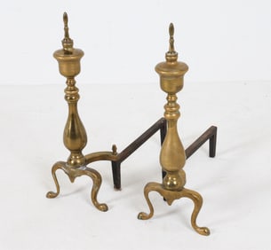 (2) BRASS & IRON ANDIRONS