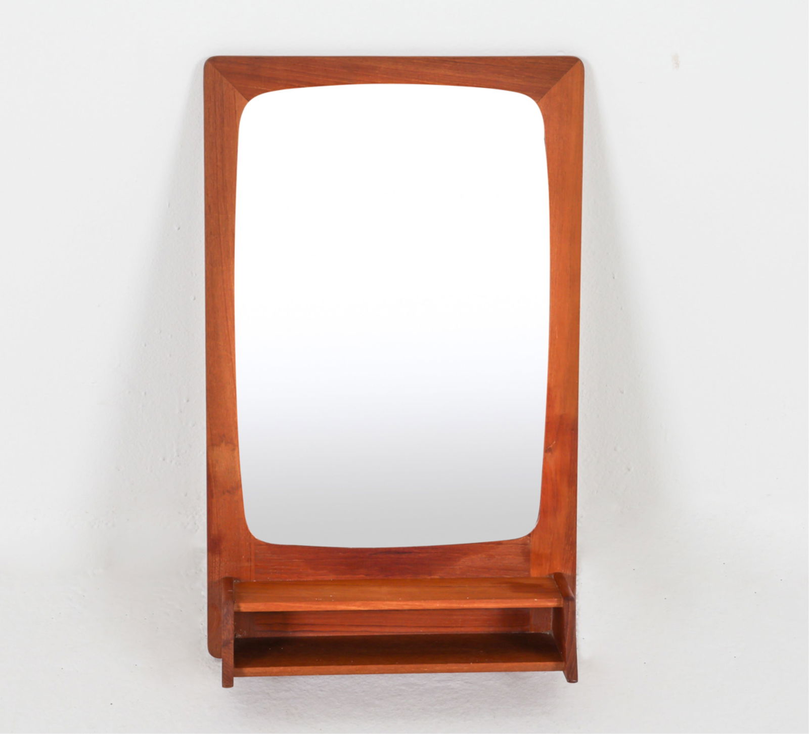 DANISH TEAK WALL SHELF MIRROR, C. 1960'S (1 of 9)