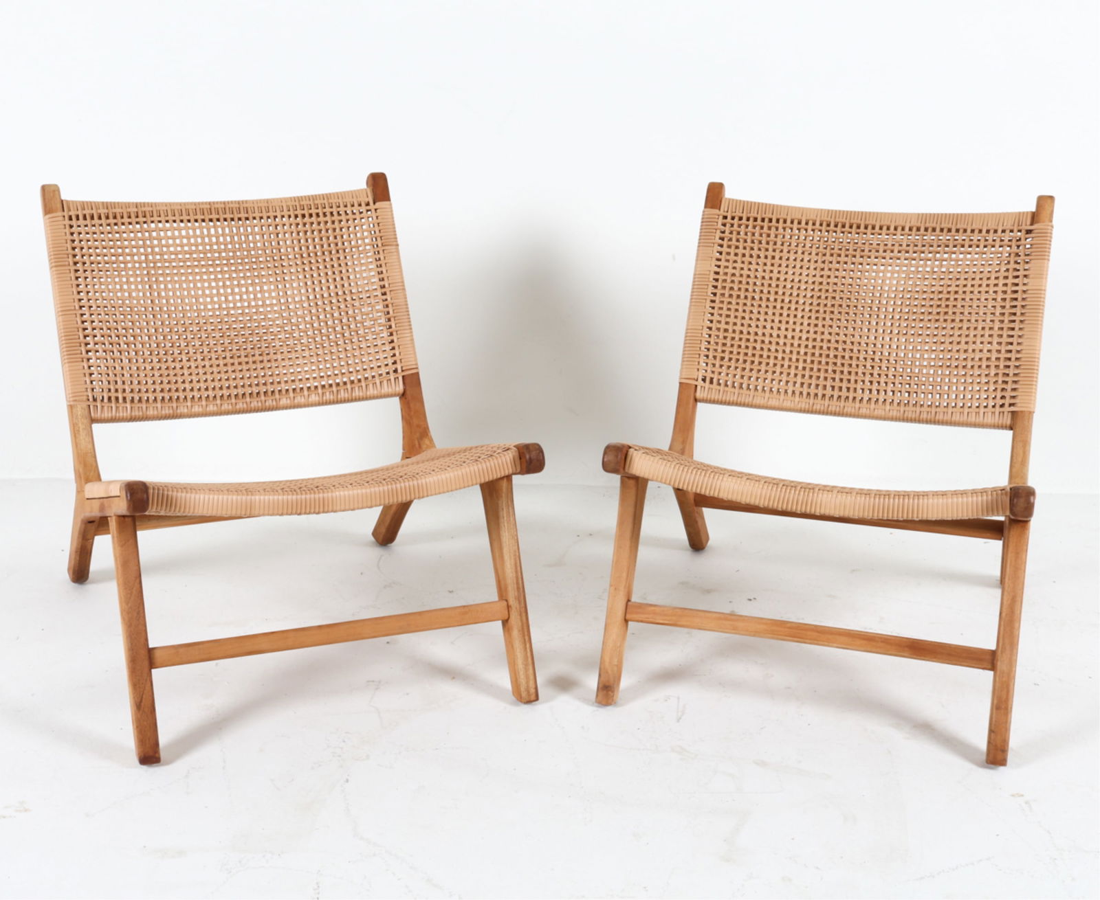(2) DANISH TEAK AND VINYL CORD EASY CHAIRS (1 of 15)