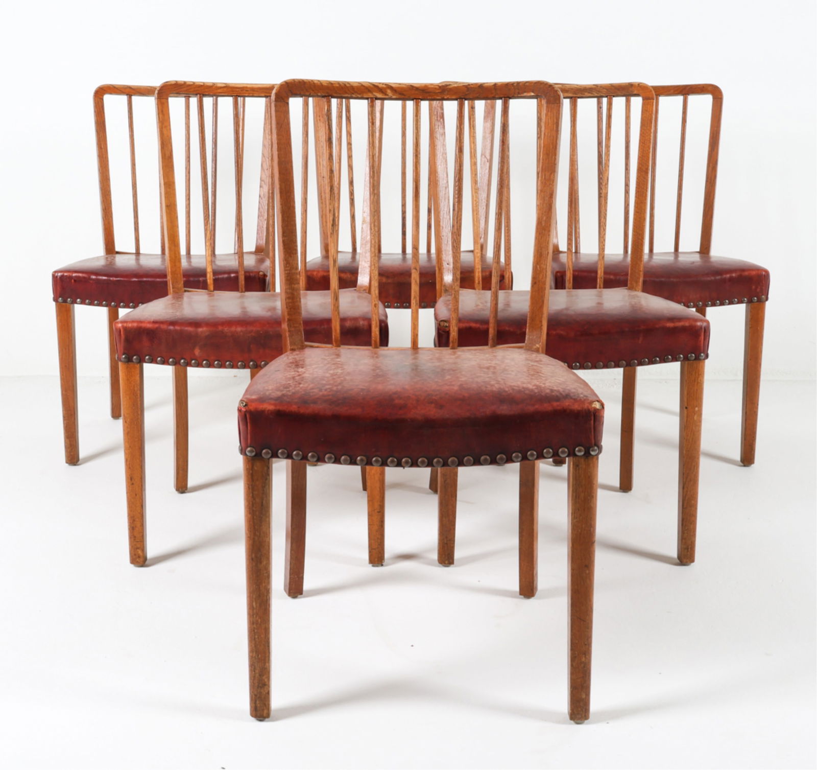(6) DANISH OAK SPINDLE BACK DINING CHAIRS (1 of 18)