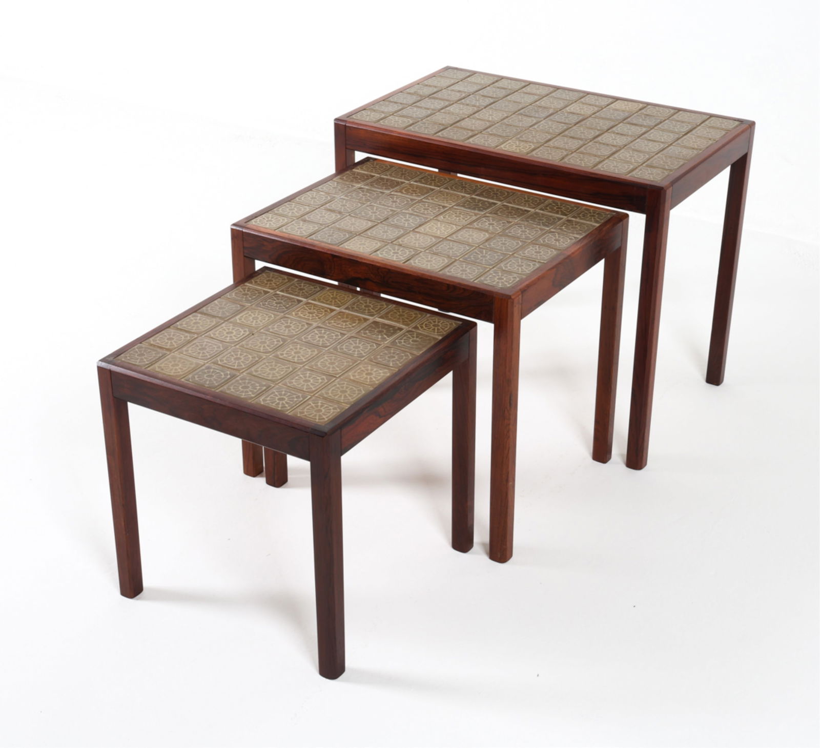 DANISH ROSEWOOD NESTING TABLES WITH TILE TOPS (1 of 13)