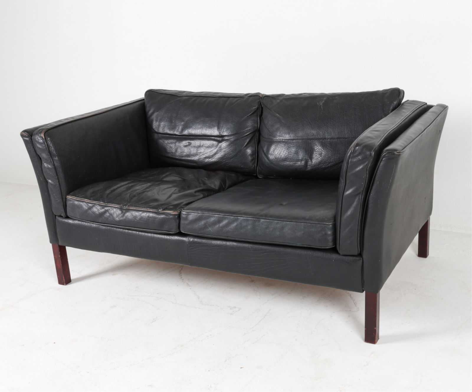 MANNER OF BORGE MOGENSEN BLACK LEATHER SOFA (1 of 18)