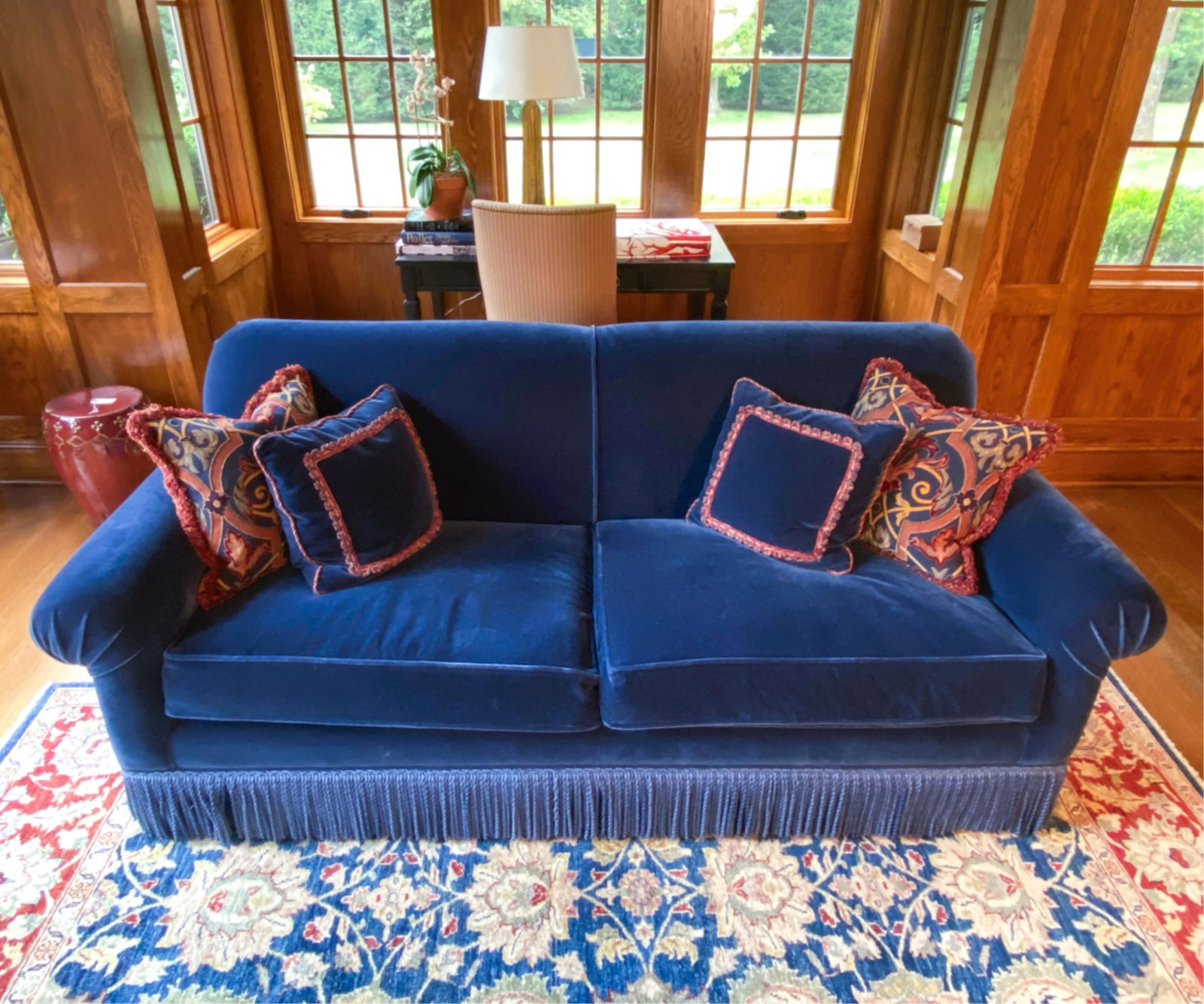 ROLLED ARM MOHAIR VELVET SOFA (1 of 12)