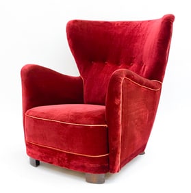 DANISH WINGBACK LOUNGE CHAIR FRITZ HANSEN STYLE