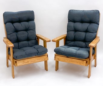 SWEDISH PINE HIGH BACK LOUNGE CHAIRS