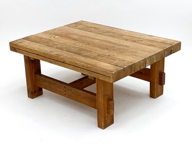 DANISH PINE BRUTALIST COFFEE TABLE ATTR LYNGSOE