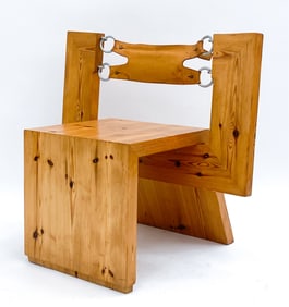 SWEDISH PINE BRUTALIST SCULPTURAL CHAIR. C.1970'S