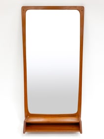 DANISH TEAK MIRROR W/ PETITE SHELF