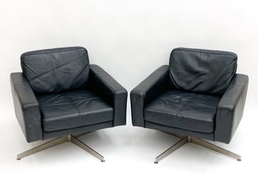 (2) BOLIA LEATHER SWIVEL ARM CHAIRS